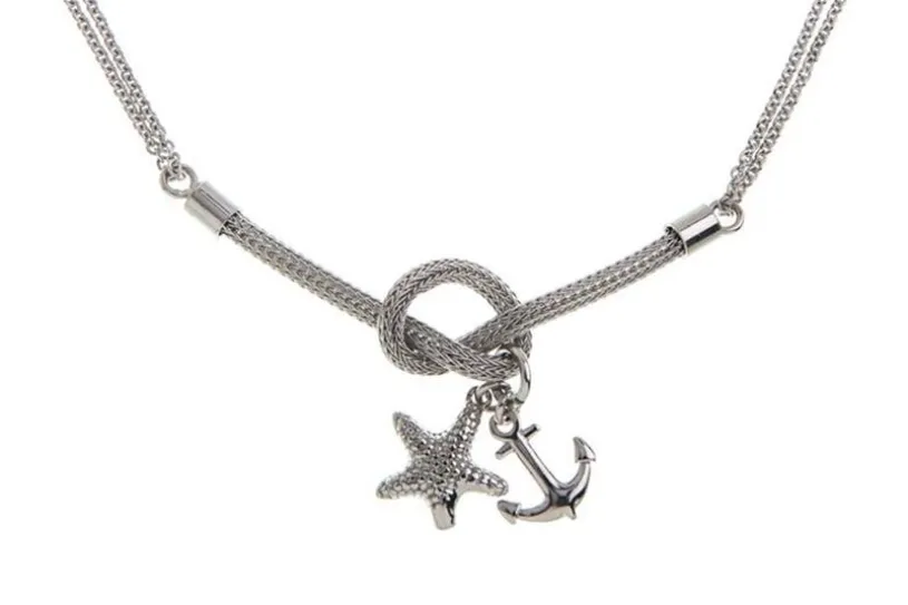 Kette mit Anhänger Anker und Seestern - 925 Silber