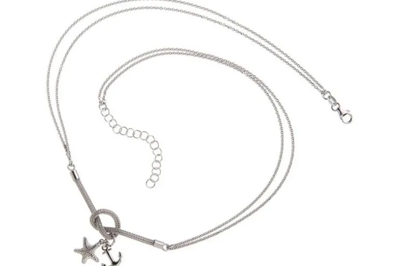 Kette mit Anhänger Anker und Seestern - 925 Silber