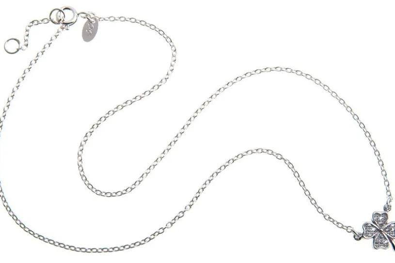 Kette mit Anhänger Kleeblatt mit Zirkonia - 925 Silber 925 Silber