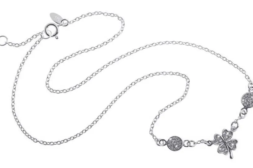 Kette mit Anhängern Kleeblatt / Kreise mit Zirkonia - 925 Silber 925 Silber