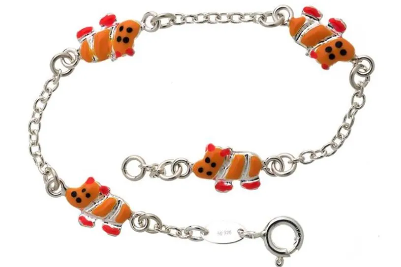Kinder-Armband mit 4 Hippos - 925 Silber