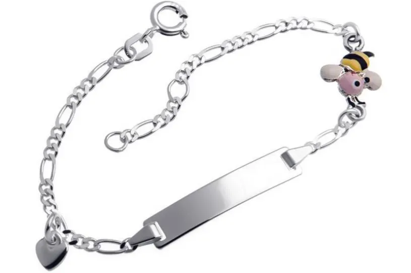 Kinder-Gravurarmband Biene und Herz - 925 Silber