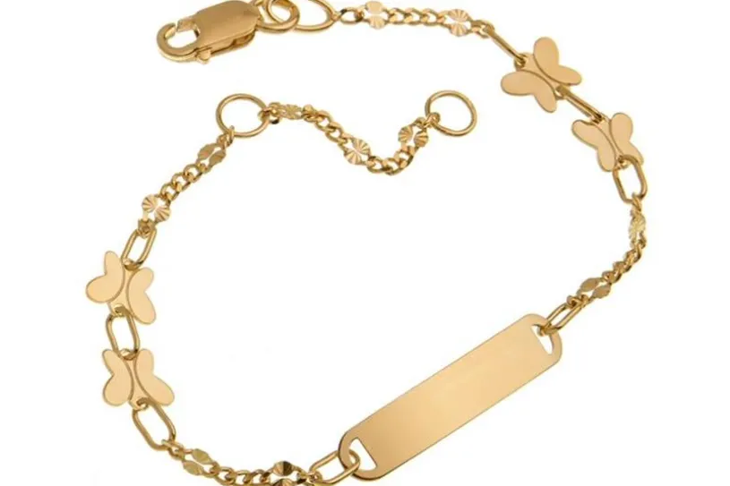Kinder-Gravurarmband Butterfly - 585 Gelbgold