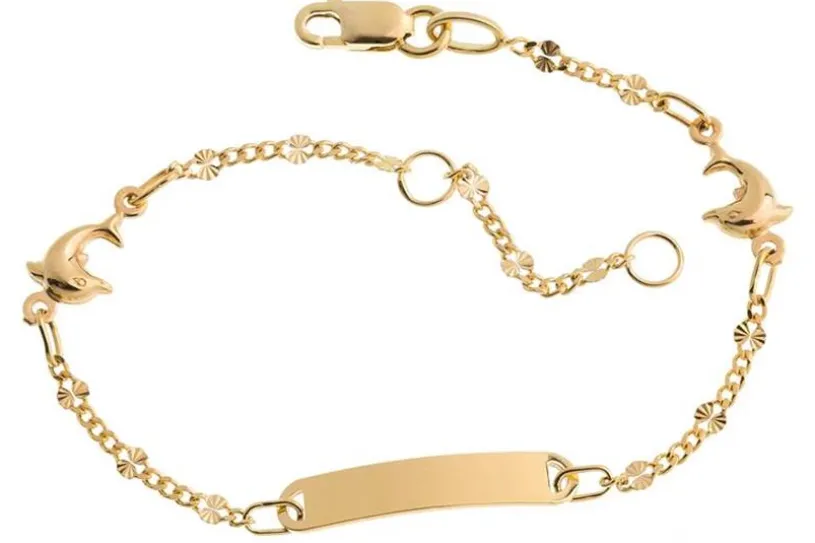 Kinder-Gravurarmband Delphin - 375 Gelbgold