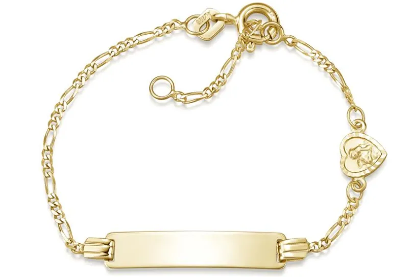 Kinder-Gravurarmband Engel II  Figaro 1,5mm - 333 Gold