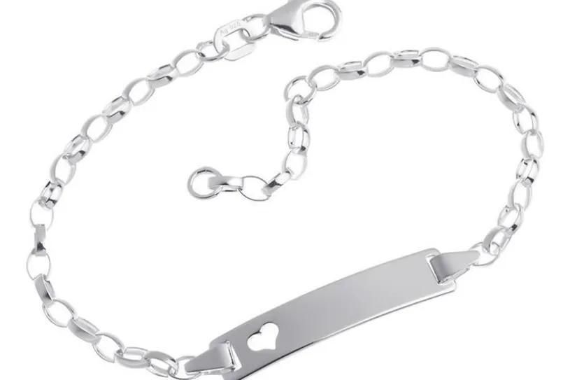 Kinder-Gravurarmband Erbse 2,3mm mit Herz - 925 Silber Länge: 16cm