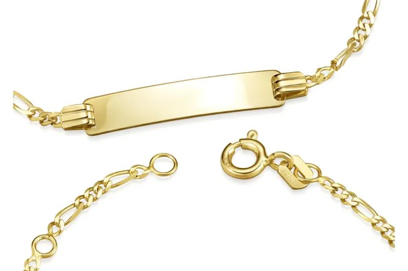 Kinder-Gravurarmband Figaro 2mm - 333 Gold