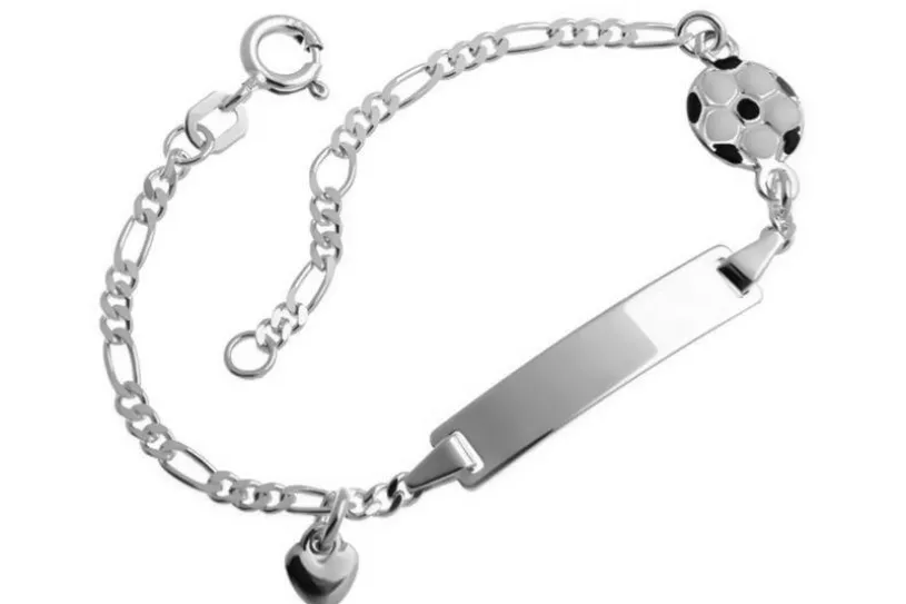 Kinder-Gravurarmband Fußball und Herz - 925 Silber