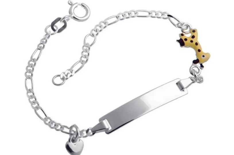 Kinder-Gravurarmband Giraffe und Herz - 925 Silber