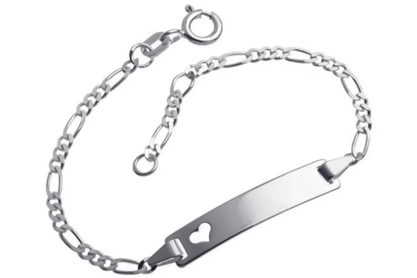 Kinder-Gravurarmband Herz - 925 Silber mit ausgestanztem Herz