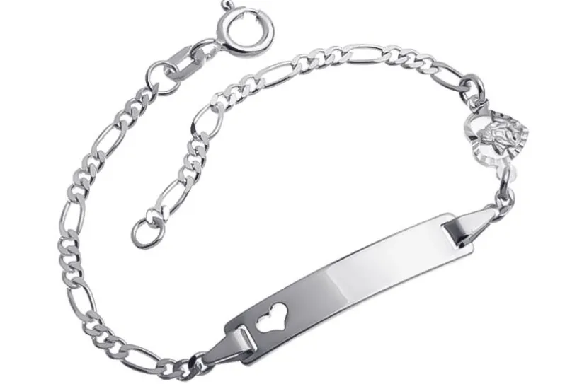 Kinder-Gravurarmband Herz mit Engel II - 925 Silber mit ausgestanztem Herz