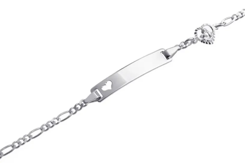 Kinder-Gravurarmband Herz mit Engel II - 925 Silber mit ausgestanztem Herz
