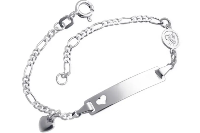 Kinder-Gravurarmband Herz mit Engel I und Herzanhänger - 925 Silber Herz und Anhängern