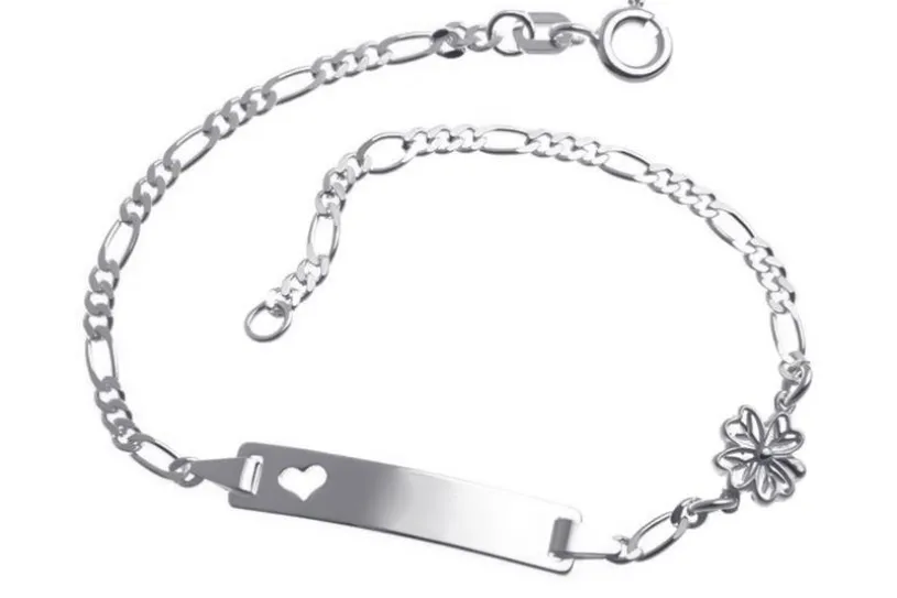 Kinder-Gravurarmband Kleeblatt und Herz - 925 Silber