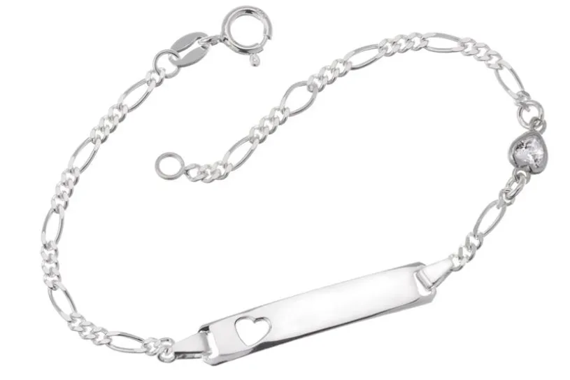 Kinder-Gravurarmband mit ausgestanztem Herz und Zirkoniaherz - 925 Silber