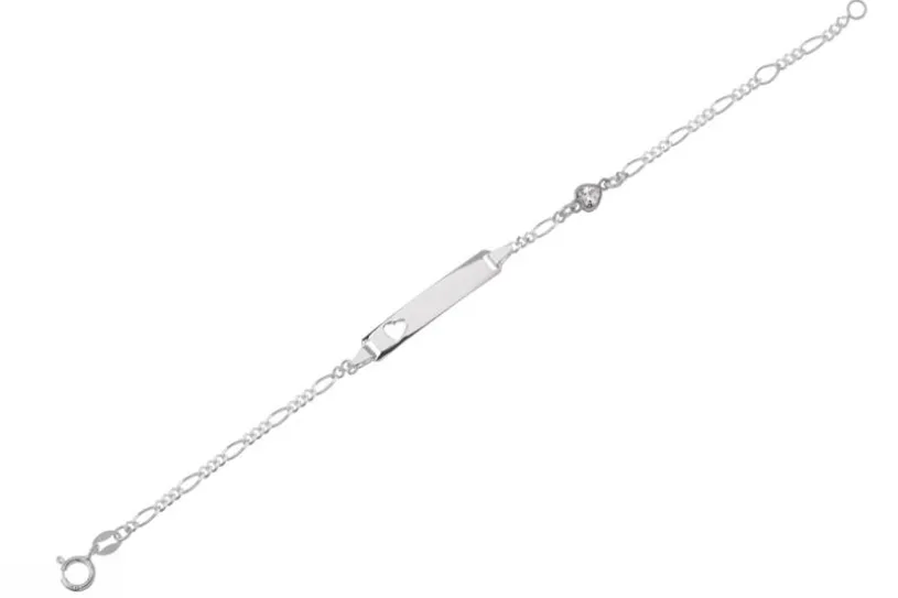 Kinder-Gravurarmband mit ausgestanztem Herz und Zirkoniaherz - 925 Silber