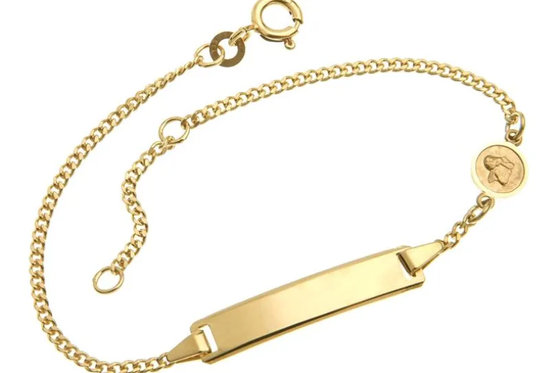Kinder-Gravurarmband mit Schutzengelanhänger Panzer 1,8 - 333 Gold