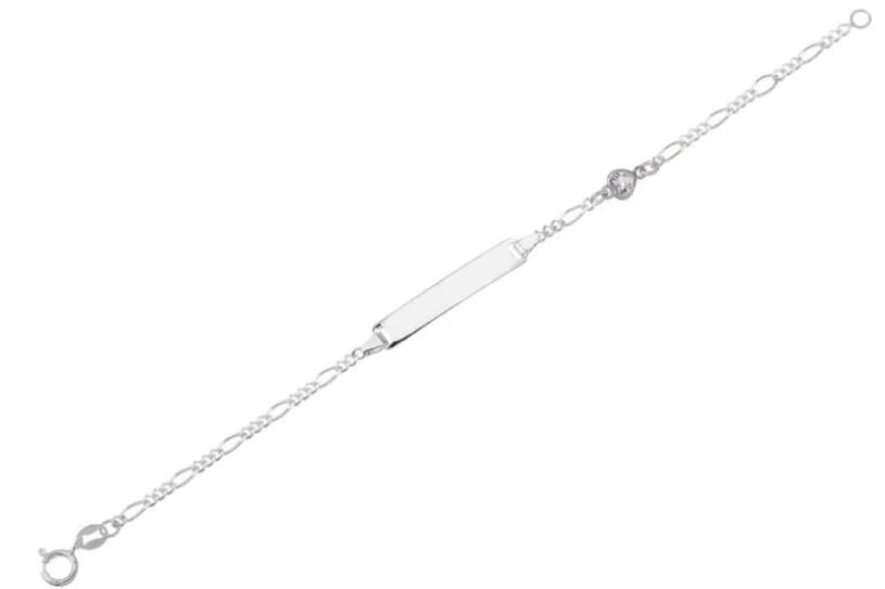 Kinder-Gravurarmband mit Zirkoniaherz - 925 Silber