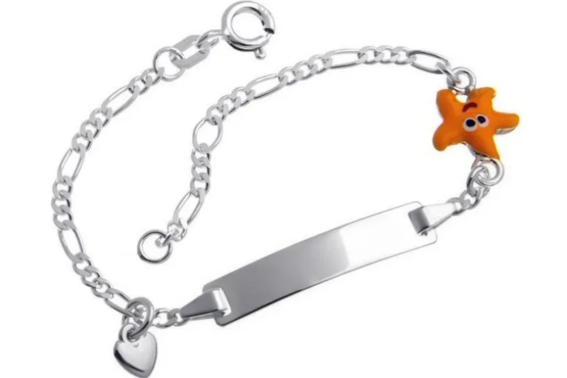 Kinder-Gravurarmband Seestern und Herz - 925 Silber