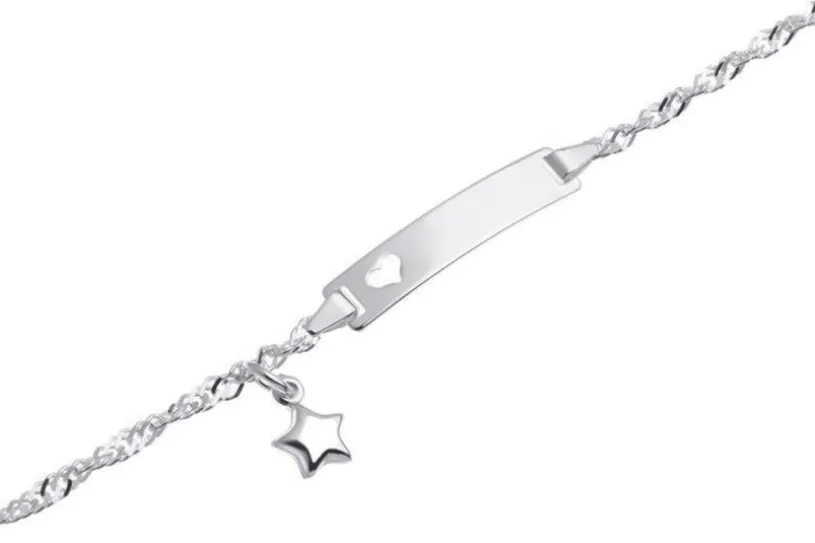 Kinder-Gravurarmband Sigapur Stern und Herz - 925 Silber