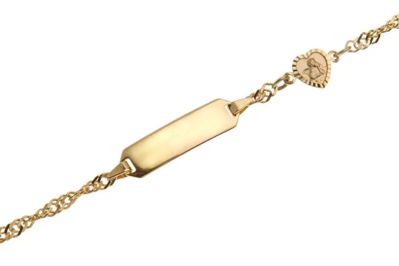 Kinder-Gravurarmband Singapur mit Engel II - 333 Gold
