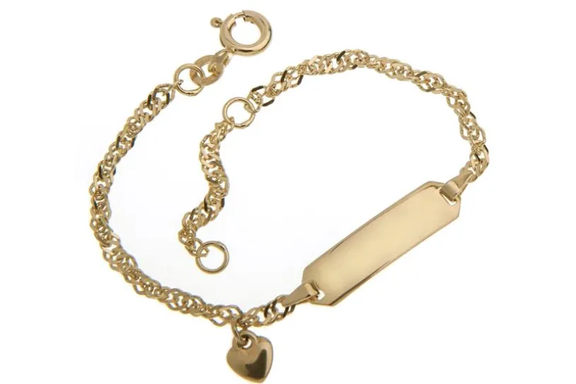 Kinder-Gravurarmband Singapur mit Herz - 333 Gold