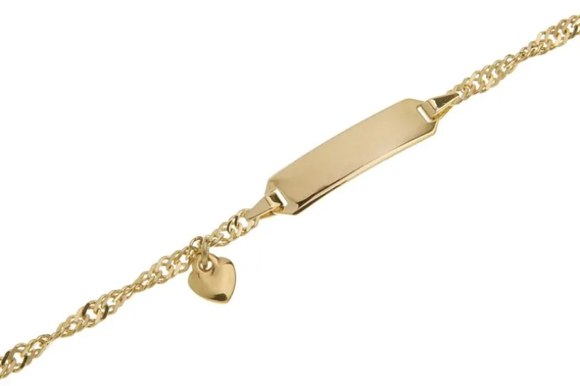 Kinder-Gravurarmband Singapur mit Herz - 333 Gold