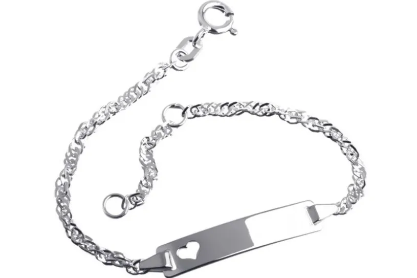 Kinder-Gravurarmband Singapur Herz - 925 Silber mit ausgestanztem Herz