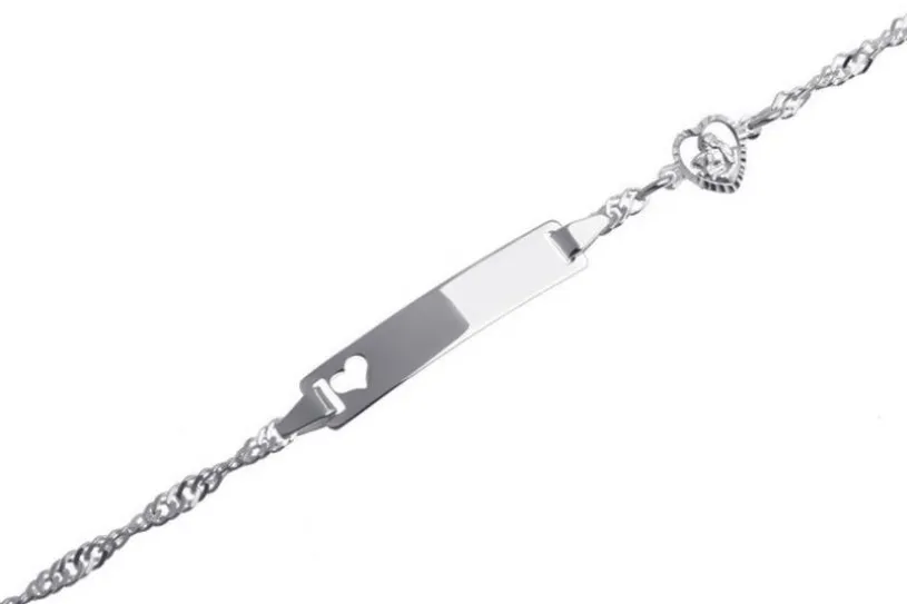 Kinder-Gravurarmband Singapur Herz mit Engel II - 925 Silber mit ausgestanztem Herz