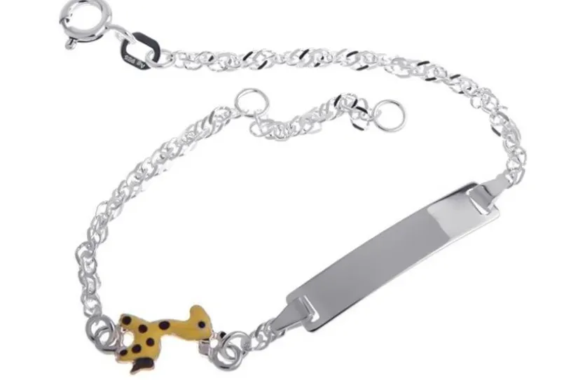 Kinder-Gravurarmband Singapur Giraffe - 925 Silber
