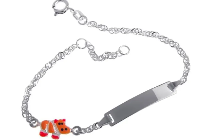 Kinder-Gravurarmband Singapur Hippo - 925 Silber