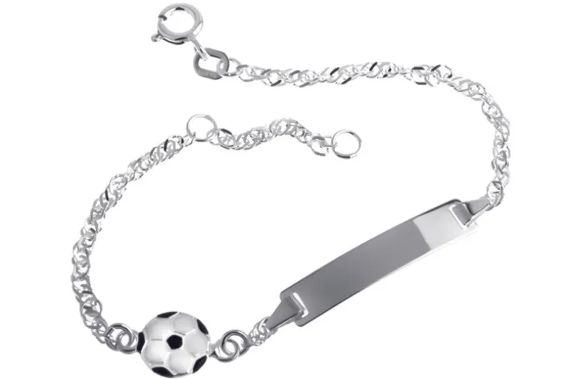 Kinder-Gravurarmband Singapur Fußball - 925 Silber