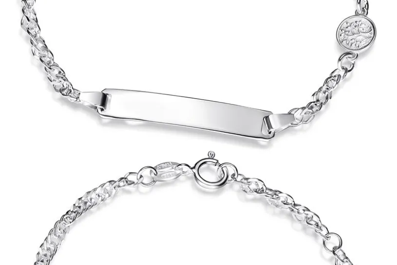 Kinder-Gravurarmband Singapur 2,8mm mit Lebensbaum - 925 Silber