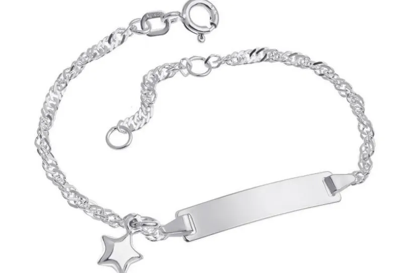 Kinder-Gravurarmband Singapur Stern - 925 Silber