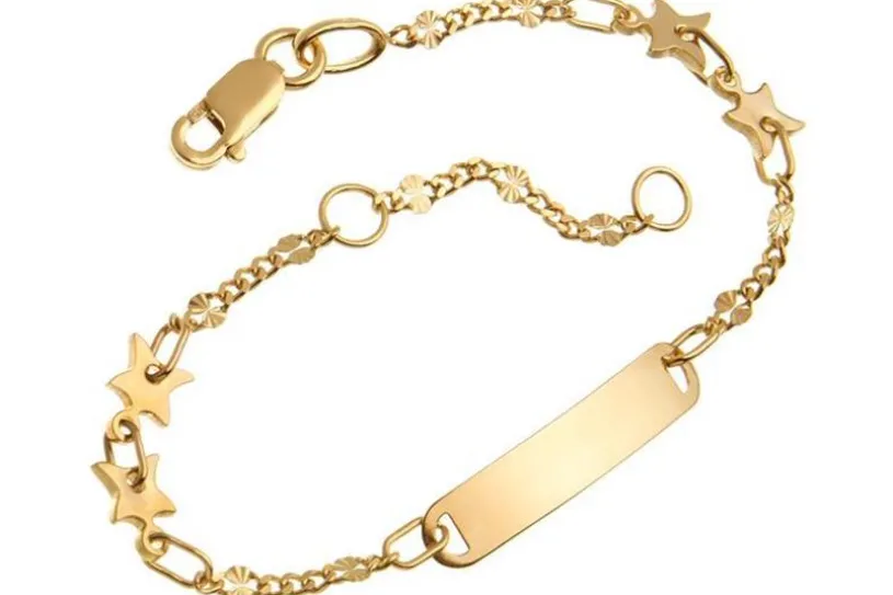 Kinder-Gravurarmband Sterne - 585 Gelbgold