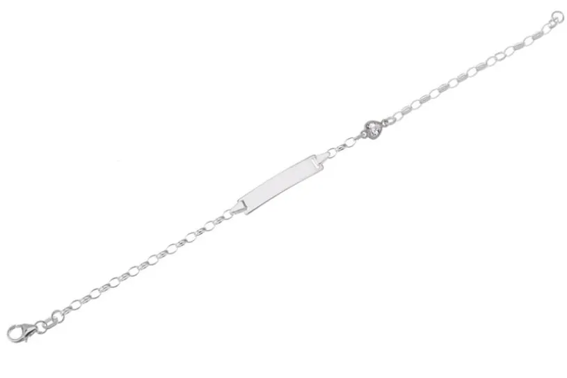 Kinder-ID Armband Erbse 2,3mm mit Zirkoniaherz - 925 Silber 925 Silber