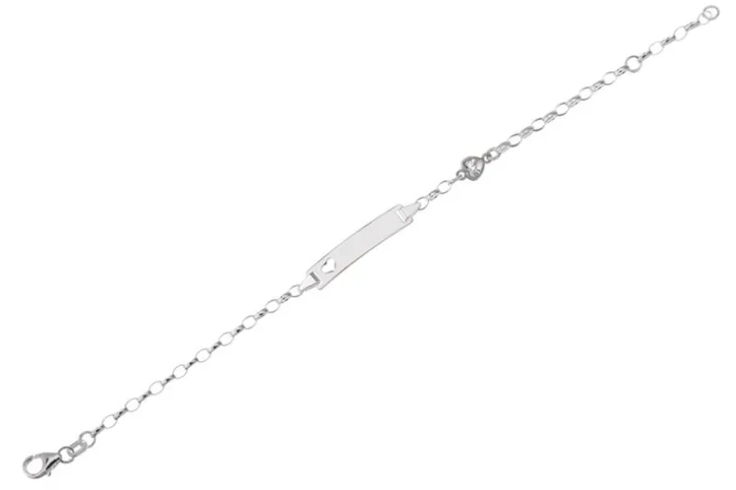 Kinder-ID Armband Erbse 2,3mm mit Zirkoniaherz und ausgestanztem Herz - 925 Silber 925 Silber