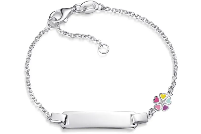 Kinder-ID-Armband Erbse1,5mm Blume - 925 Silber