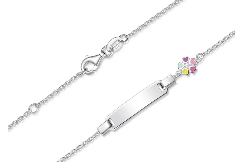 Kinder-ID-Armband Erbse1,5mm Blume - 925 Silber