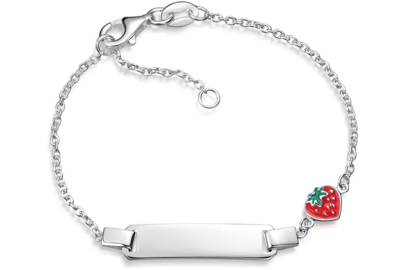 Kinder-ID-Armband Erbse1,5mm Erdbeere - 925 Silber