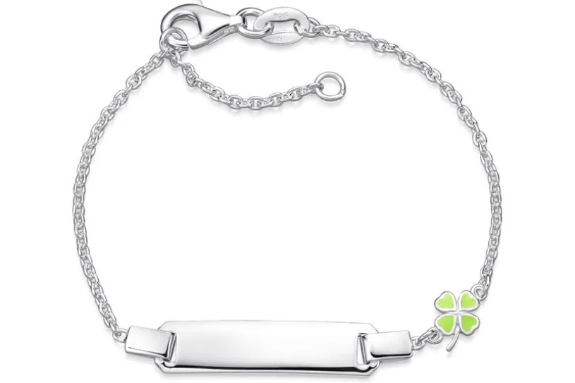 Kinder-ID-Armband Erbse1,5mm Kleeblatt - 925 Silber