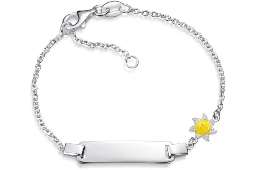 Kinder-ID-Armband Erbse1,5mm Sonne - 925 Silber