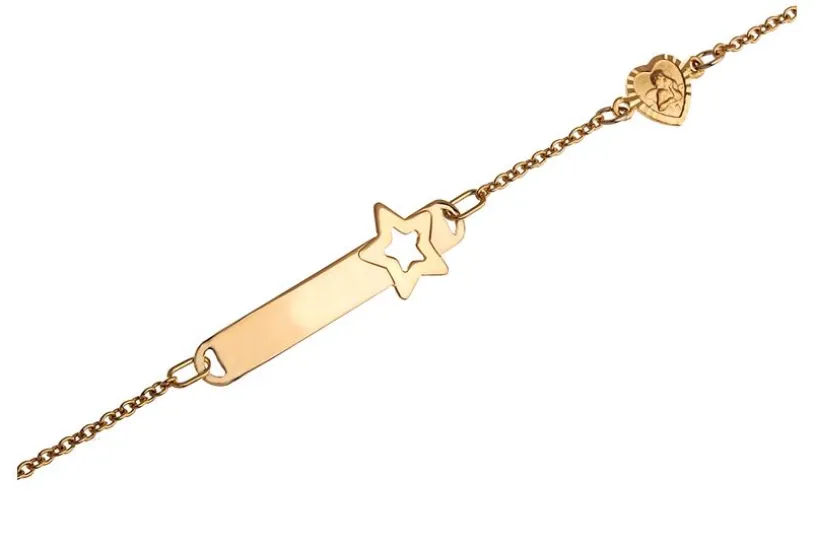 Kinder-ID-Armband Star Engel II - 375 Gelbgold