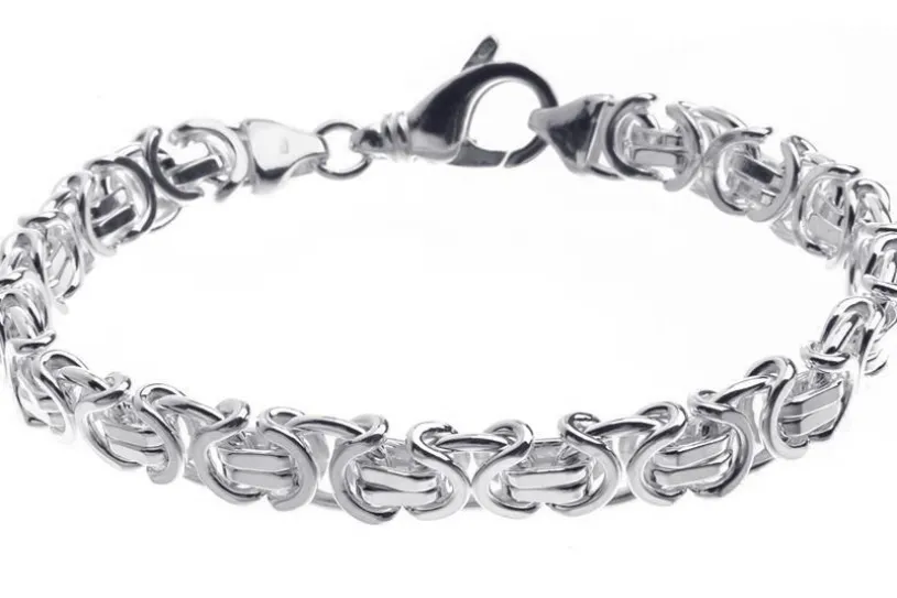 Königskette Armband, flach 9mm - 925 Silber