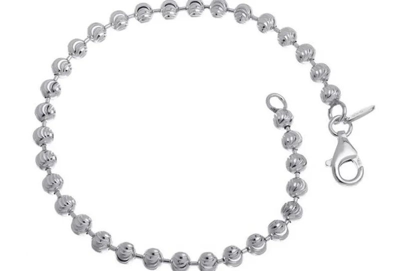 Kugelkette Armband, geschliffen 4mm - 925 Silber