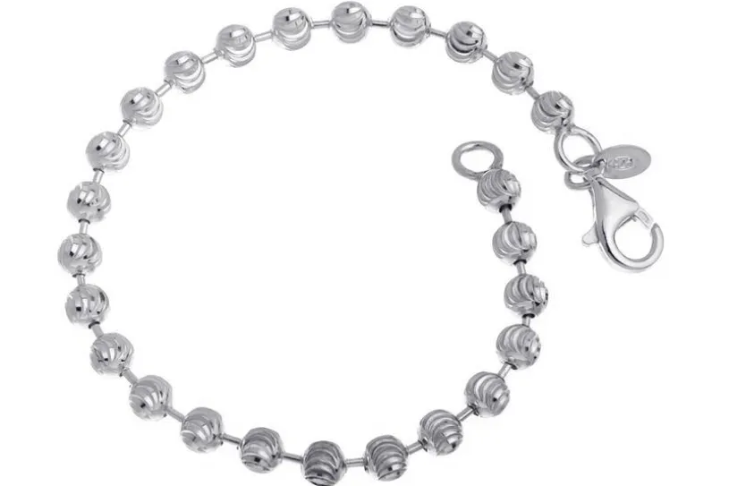 Kugelkette Armband, geschliffen 5mm - 925 Silber
