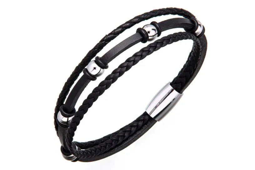 Lederarmband 0625_1 - 3reihig, schwarz