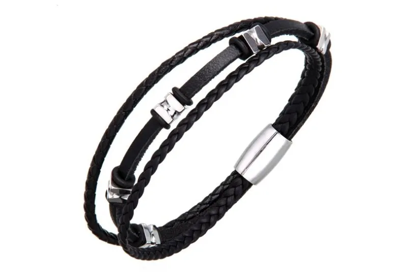 Lederarmband 0627_1 - 3reihig, schwarz