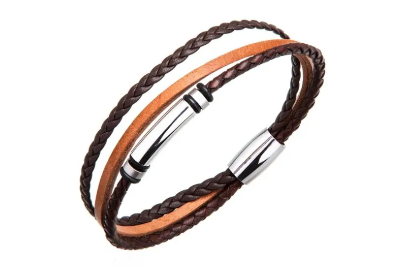 Lederarmband 0666_1 - 3reihig,braun