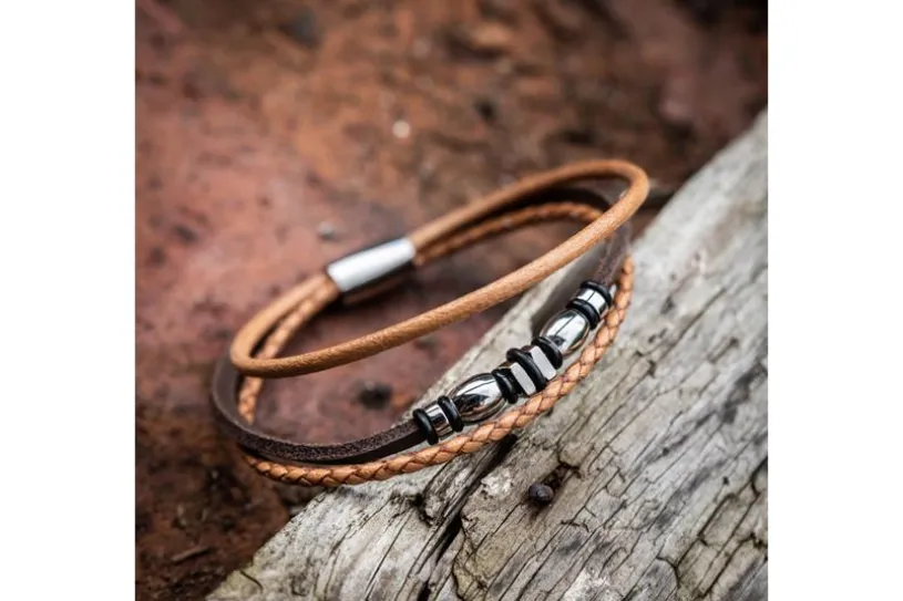 Lederarmband 0670_1 - 3reihig,braun